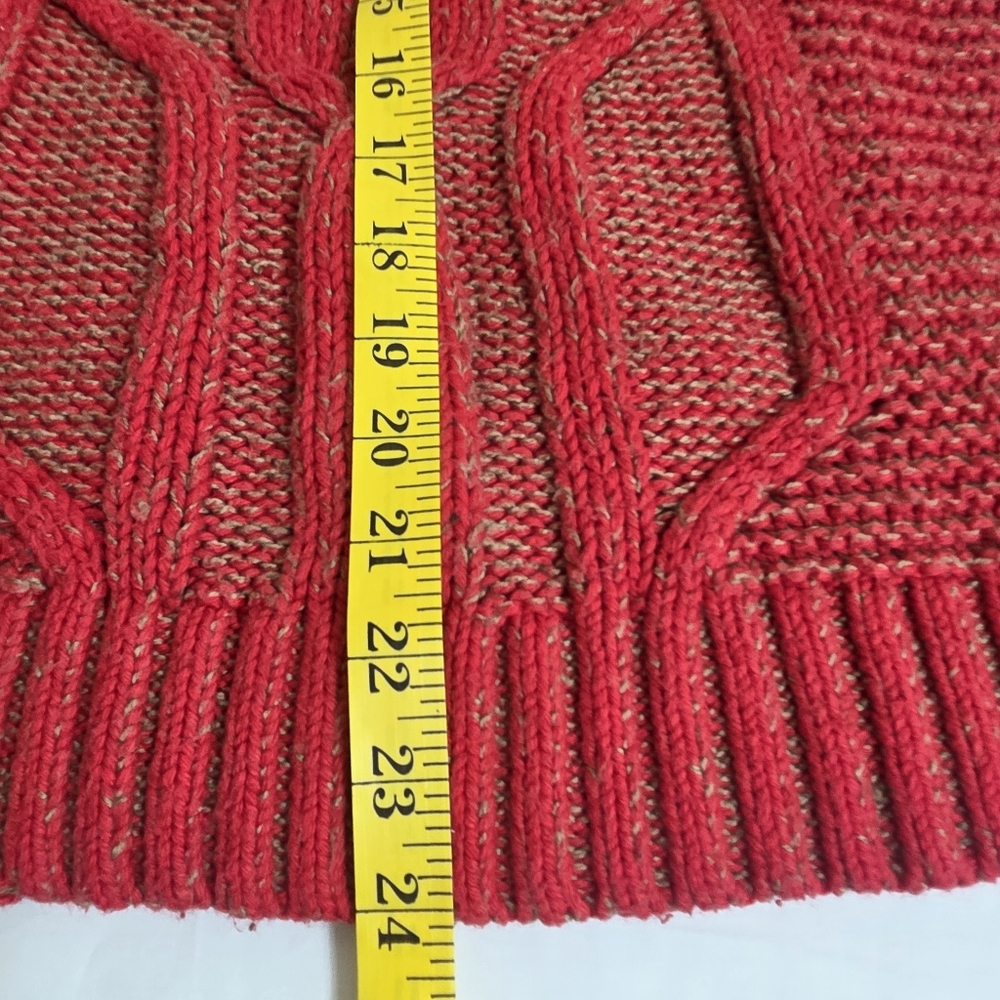 abercrombie & fitch cableknit fishermans crewneck sweater sz L wmns red nautical - Picture 9 of 11